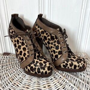 DIVALESI stunning leopard calf hair platform healed shoes